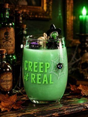 Artisan One Moon Flame Crypt Keeper Halloween Cornbread Pumpkin Glass Candle New